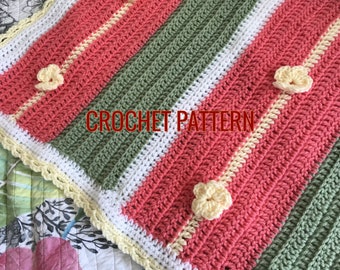 CROCHET PATTERN Aloha Blossom Baby Blanket Afghan- PDF Digital Download