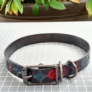 Leather Choker Necklace, Handmade Necklace, Black Leather Choker Necklace,Tooled Leather, Choker style, Made in USA,