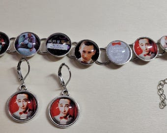 Pee Wee Herman Photo Bracelet and Earring Set, Handmade Stainless Steel Jewelry