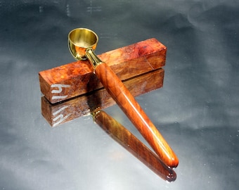 Handcrafted Gold-Plated 1oz Coffee Scoop with Red Ambonya Wood Handle