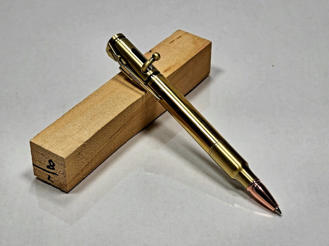 Mini Solid Brass Bolt Action Ball Point Pen Copper Art Craft