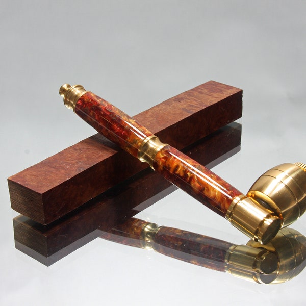 XL Jumbo Bowl Tobacco Smoking Pipe - Handcrafted Resin Barrel, Fire Belly Toad Color, Brass Material