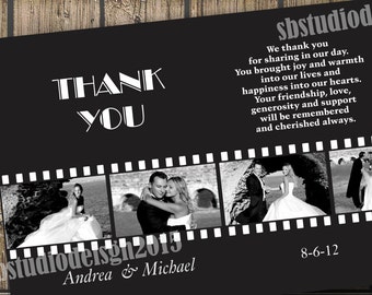 filmstrip Photo Thank You Card in black and white
