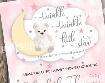 Twinkle Twinkle Little Star Baby Shower Girl Invitation