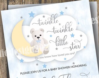 Twinkle Twinkle Little Star Baby Shower Invitation Boy