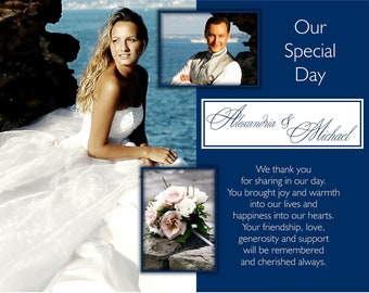 Navy wedding thank you card