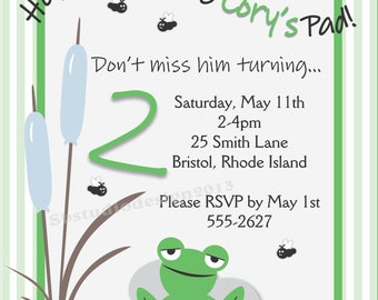 Frog birthday invitation DIY in green