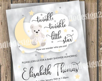 Twinkle Twinkle Little Star Baby Shower Gender Neutral Invitation