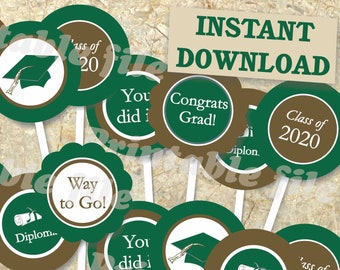 Afdrukbare DIY-sjabloon voor diploma-cupcaketoppers