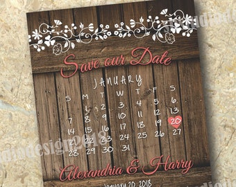 Rustic Calendar Save the Date Card (PDF)