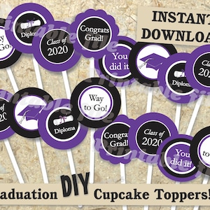 Graduation cupcake topper printable template DIY