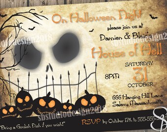 Halloween invitation. Nightmare before christmas halloween invite.