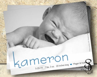 baby announcement card blue