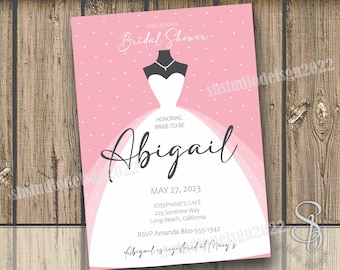 Wedding dress invitation bridal shower