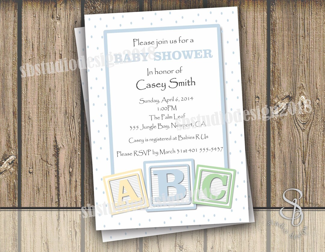 Baby Blocks Baby Shower Invitation. ABC Blocks Baby Shower. Etsy