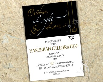 Tarjeta de invitación a la fiesta de Hanukkah
