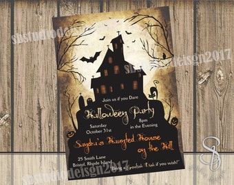 Haunted mansion invitation. Halloween invitation. Haunted House invitation