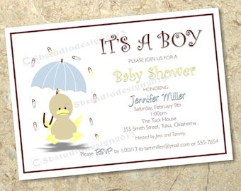 Invitación Boy Baby Shower azul Es un Niño DIY imprimible