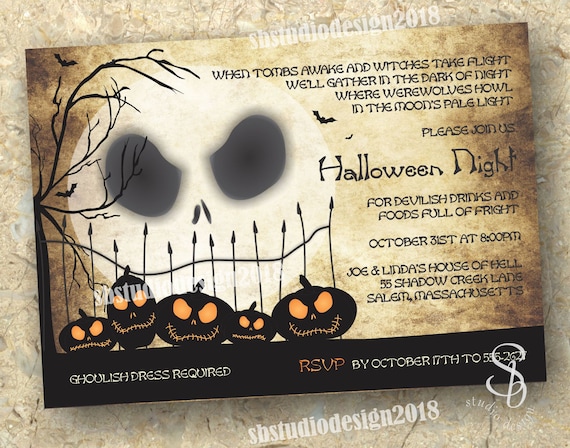Nightmare before christmas halloween invite. Halloween invitation.