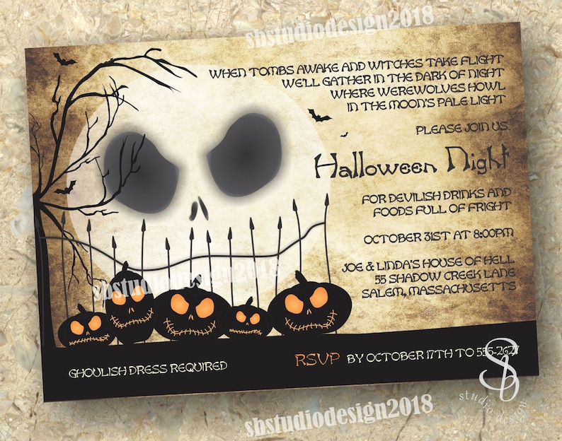 Nightmare before christmas halloween invite. Halloween invitation. image 1