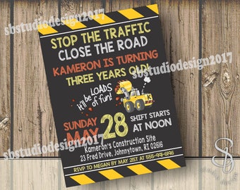 construction birthday invitation for boy