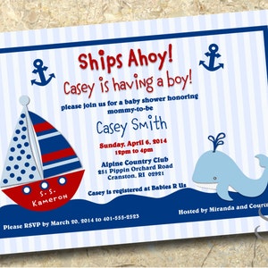 nautical baby boy Shower invitation DIY