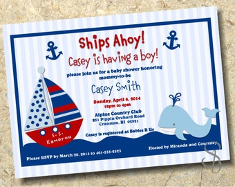 nautical baby boy Shower invitation DIY