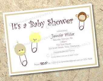 Invitación Al Baby Shower del Niño DIY imprimible en Marrón