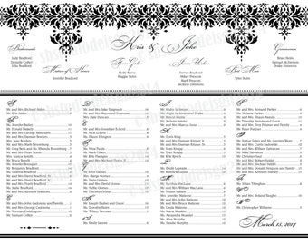 Black and White Wedding Seating Chart 16x20