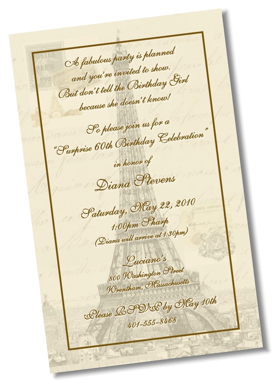 paris birthday invitation
