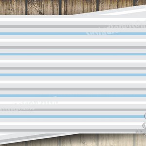May include: A white background with alternating blue and gray horizontal stripes.