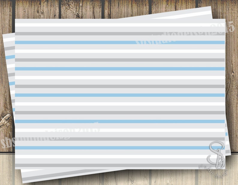 May include: A white background with alternating blue and gray horizontal stripes.