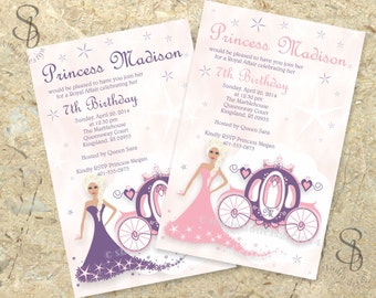 Princess invitation.  Princess carriage. DIY printable