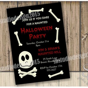 DIY Skeleton and bones Halloween Invitation