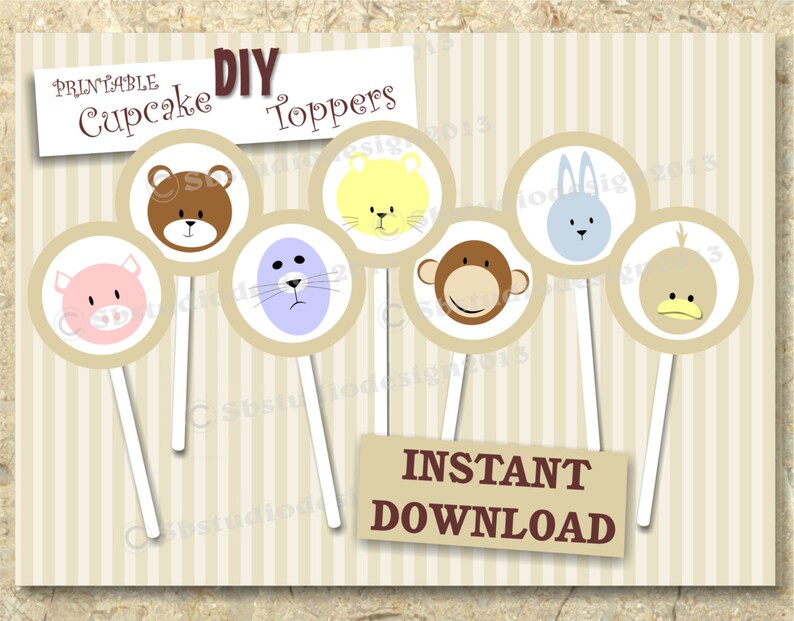 Baby Shower Cupcake Topper Printable Template DIY Instant Etsy