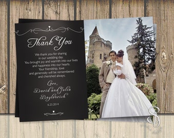 chalkboard wedding thank you card