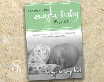 Christmas baby Photo announcement card DIY