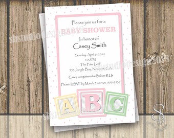 ABC Blocks Baby Shower Invitation (PDF File)