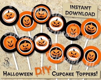 Sjabloon afdrukbare Halloween-cupcaketoppers DIY direct downloaden