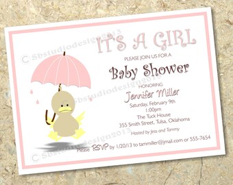Pink girl Baby Shower invitación Girl DIY imprimible