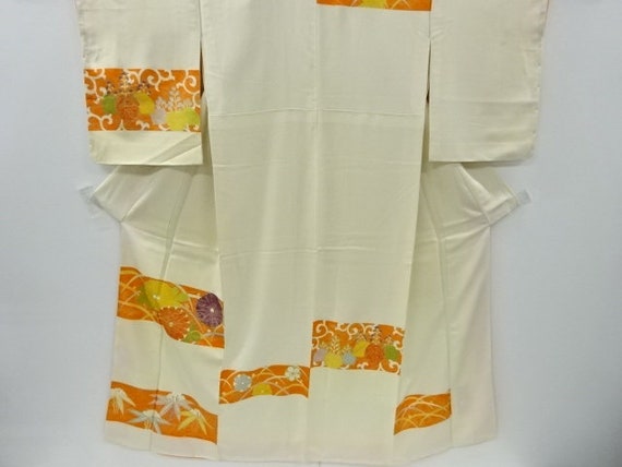 Antique Japanese Kimono  Kinsai orange banners of… - image 1