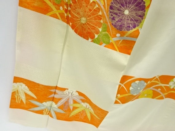 Antique Japanese Kimono  Kinsai orange banners of… - image 3