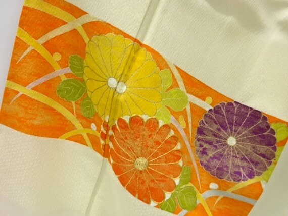 Antique Japanese Kimono  Kinsai orange banners of… - image 2