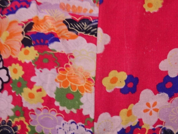 Antique SILK Kimono/ Kinsha/Fan and Floral design… - image 8