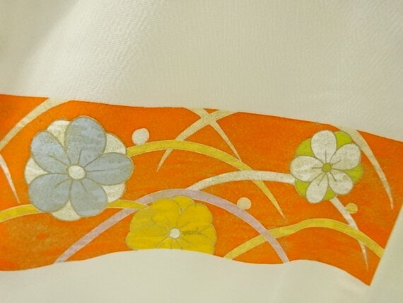 Antique Japanese Kimono  Kinsai orange banners of… - image 7