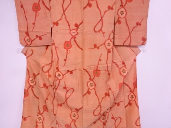 Antique SILK Japanese kimono Orange Ume Blossom S… - image 5