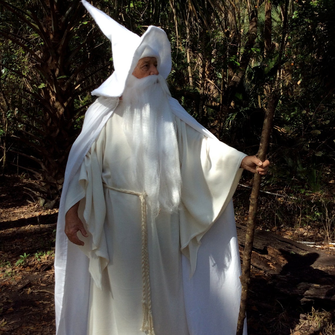 Gandalf the White Costume Flowing Hooded Cape Over Robe With Etsy