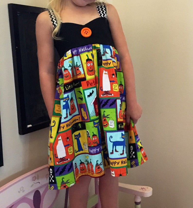 Pete the Cat Girls Halloween Dress Etsy