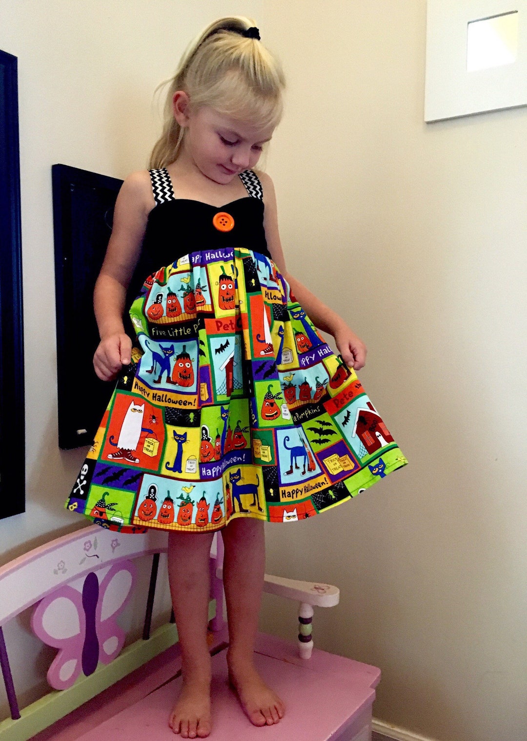 Pete the Cat Girls Halloween Dress Etsy