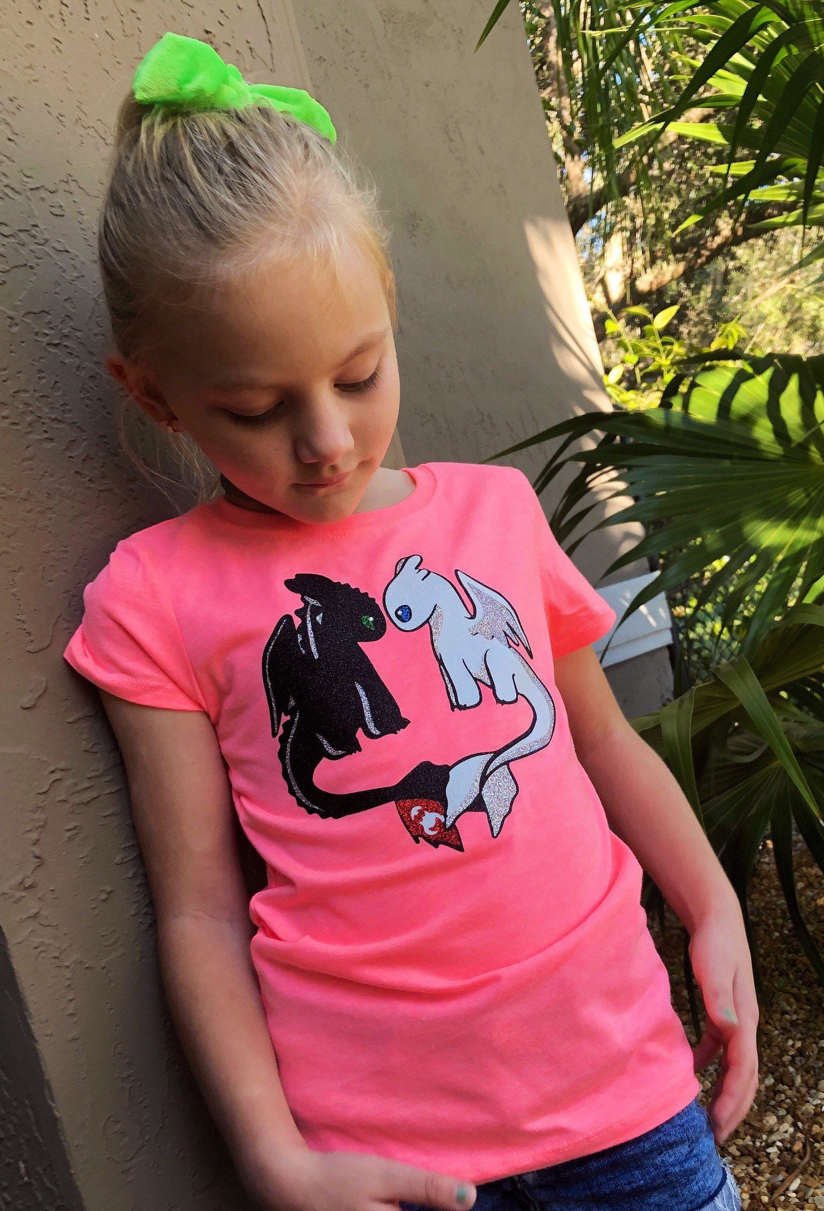How to Train Your Dragon T shirt dress light Fury and Toothless Etsy